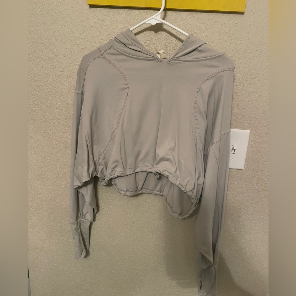 Free People Movement Gray Cropped Hoodie for Women